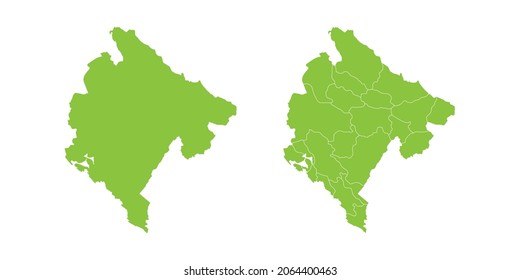 Resumen conjunto de vector verde par púrpura del mapa Montenegro