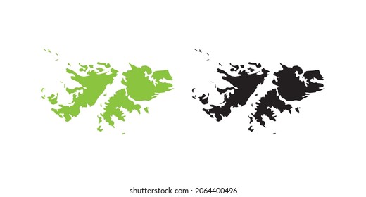 Resumen conjunto de vector verde par púrpura del mapa Islas Malvinas