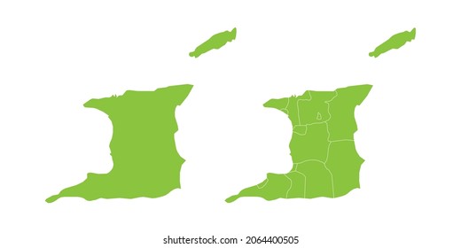 Resumen conjunto de vector verde par púrpura del mapa de Trinidad y Tobago