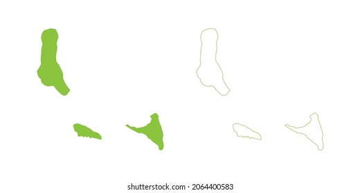 Resumen conjunto de vector verde par púrpura del mapa Comoras