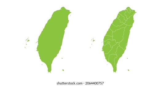 Abstraktes grünes Vektorset paar violett Karte Taiwan
