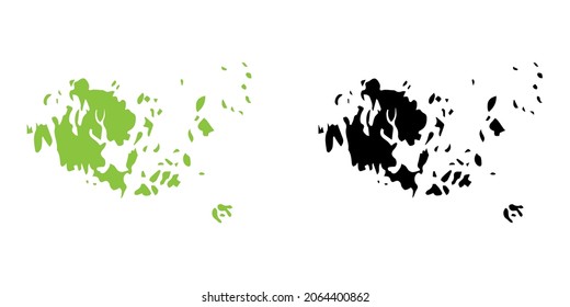 Abstract green vector set couple purple of map Aland Islands