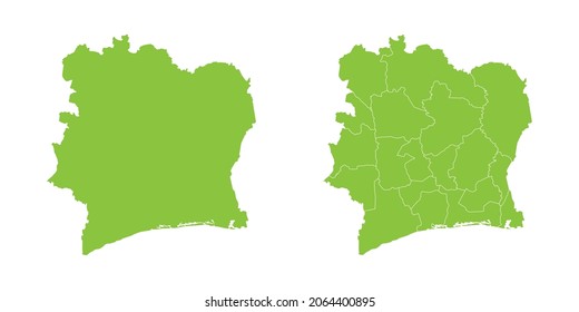 Abstract green vector set couple purple of map Ivory Coast