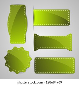 abstract green vector tags signs badges with dashed line around
