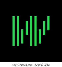 Abstract Green Vertical Bars on Black Background letter W logo Icon sign symbol flat stock vector