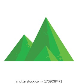 Abstract green video game mountains icon. Cartoon of abstract green video game mountains vector icon for web design isolated on white background
