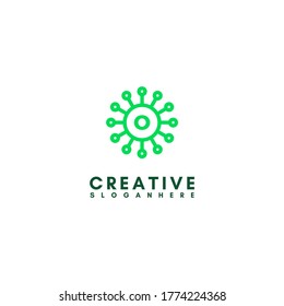 virus verde abstracto O logotipo en el concepto de diseño de forma circular