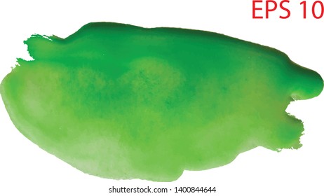 Abstract green  watercolor  art. The color splashing on the paper. Transparent background. High resolution