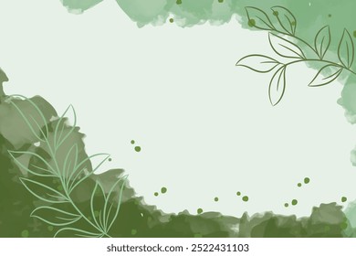 abstract green watercolor background with leaf