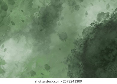 Abstract green watercolor background, soft texture, organic shapes, artistic design, nature-inspired, versatile for various uses.