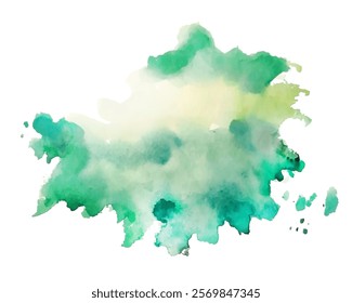 abstract green watercolor background in splatter stain texture vector 