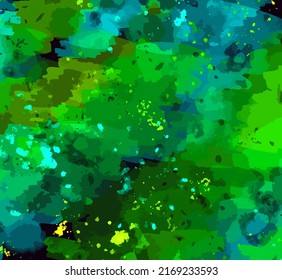 Abstract green watercolor background. Green watercolor spots of different shades are superimposed on each other. Vector illustration.