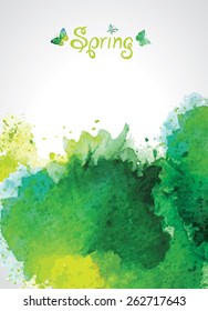 Abstract Green Watercolor Background for Spring.