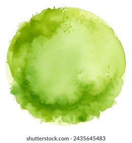 Abstract green watercolor circle on white background vector illustration. Beautiful green watercolor circle with soft edges and subtle variations in color isolated on white background