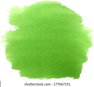 Abstract Green Watercolor Hand Painted Background Stain 