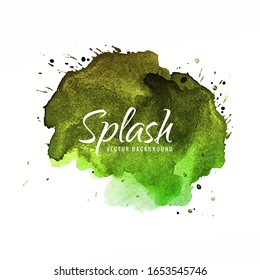 Abstract green watercolor on white background.Hand drawn color splashing on the paper. vector illustration.
