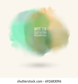 Abstract green watercolor on white background. The colour splashing in the paper. It is a hand drawn. Vector illustration.
