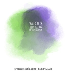 Abstract green watercolor on white background. The colour splashing in the paper. It is a hand drawn. Vector illustration.