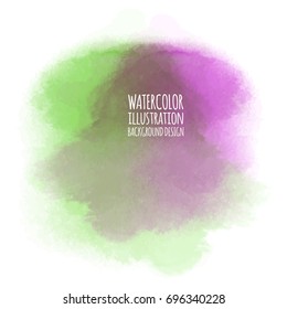 Abstract green watercolor on white background. The colour splashing in the paper. It is a hand drawn. Vector illustration.