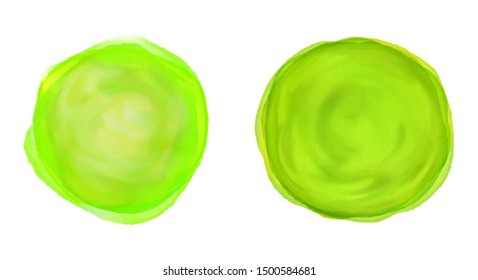 Abstract green watercolor round banners