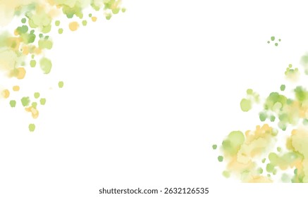abstract green watercolor splash frame and border on white background