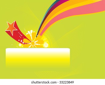 abstract green wave background with colorful stripes, bloom and star