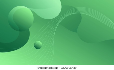 Resumen del fondo de la ola verde. Diseñar patrones abstractos con círculos de color, puntos. Banner abstracto fluido moderno con forma geométrica. Efecto de movimiento digital. Vector Eps10.
