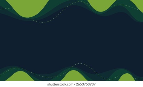 Abstract green wave background design with flowing lines and modern style