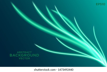 Abstract green wave background with light. Creative trendy backdrop for your website, poster, brochure, presentation. Geometric vector illustration