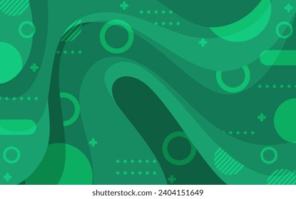 abstract green wave background with modern geometric shapes