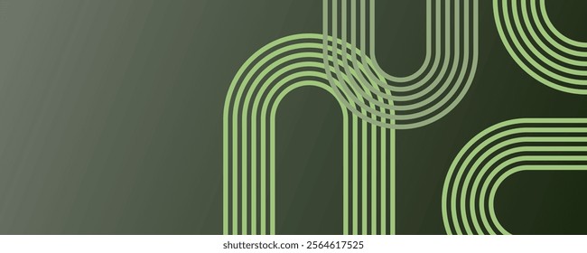 ABSTRACT GREEN WAVE background modern. Concept technology futuristic lines. Space for text. Motion lines vector design for cover, brochure, book, banner web, advertising