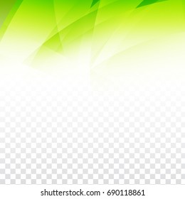 Abstract green wave background on transparent background