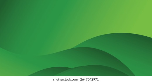 Abstract Green Wave Background With Smooth Gradient Design Elements