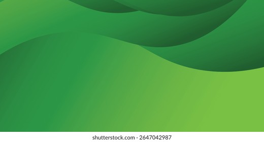 Abstract Green Wave Background With Smooth Gradient