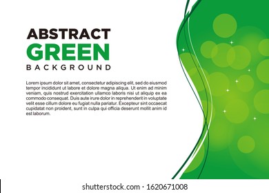 Abstract Green Wave Background Template Vector, Green Background with Wave and Bokeh Design