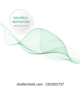 Abstract green wave background. Transparent vector waves 