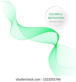 Abstract green wave background. Transparent vector waves 