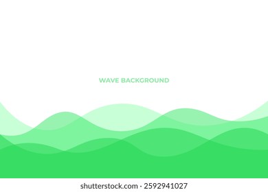 Abstract Green Wave Background with Transparent Overlapping Layers