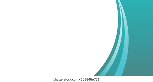 Abstract green wave background, vector green line background curve element with white space for text and message design.