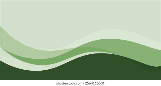 Abstract green wave background, Vector green line background curve element with white space for text and message design, overlapping layers. EPS 10