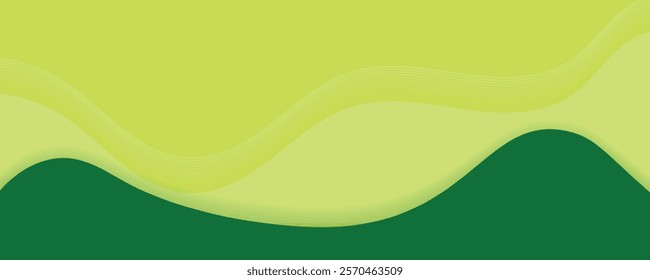 Abstract green wave background, Vector green line background curve element with white space for text and message design, overlapping layers. 
