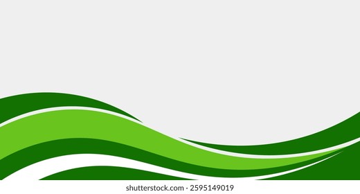 Abstract green wave background, Vector green line background curve element with white space for text and message design, overlapping modern