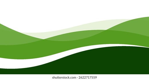 Abstract green wave background, Vector green line background curve element with white space for text and message design, overlapping layers.