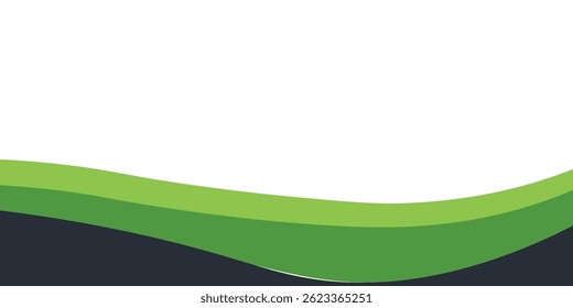 Abstract green wave background Vector green line background curve element with white space for text and message design overlapping layers.