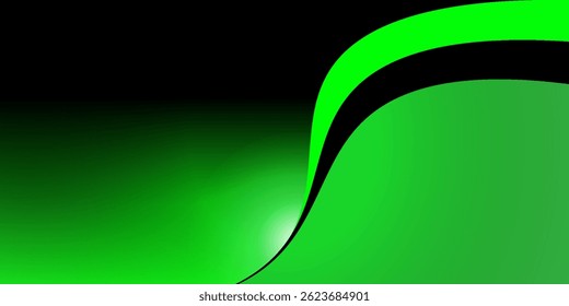 Abstract green wave background, Vector green line background curve elements with black space for text and message design, overlapping layers.