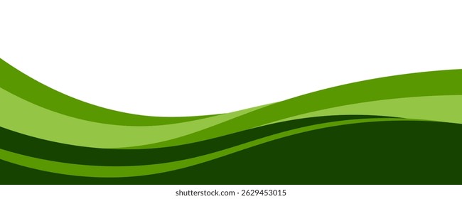 Abstract green wave background, Vector green line background curve element with white space for text and message design, overlapping layers. 
