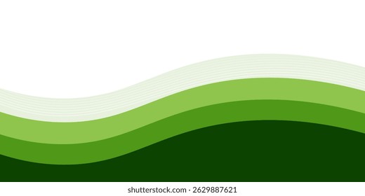 Abstract green wave background, Vector green line background curve element with white space for text and message design, overlapping layers.Eps10