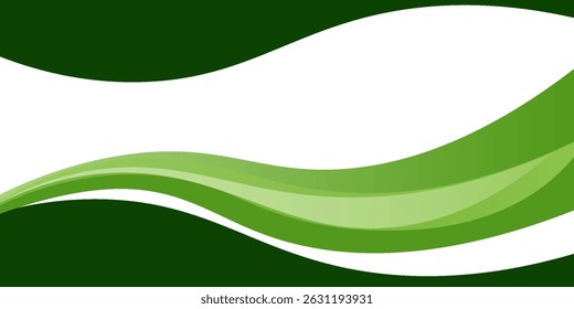 Abstract green wave background, Vector green line background curve element with white space for text and message design, overlapping layers. 
