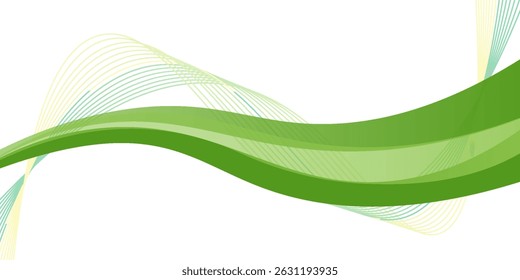 Abstract green wave background, Vector green line background curve element with white space for text and message design, overlapping layers. 
