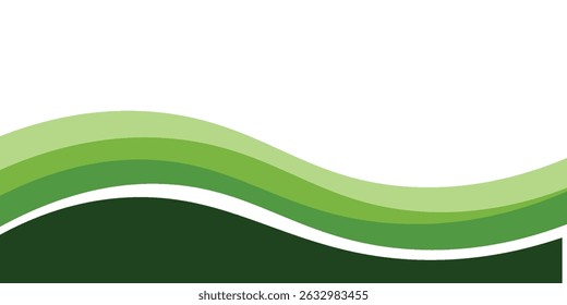 Abstract green wave background, Vector green line background curve element with white space for text and message design, overlapping layers. 
